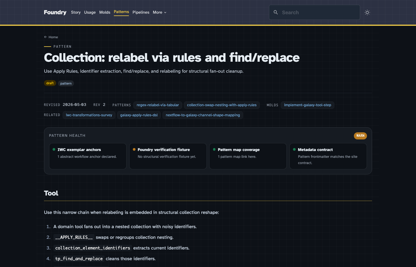 Foundry relabel via rules and find replace pattern page